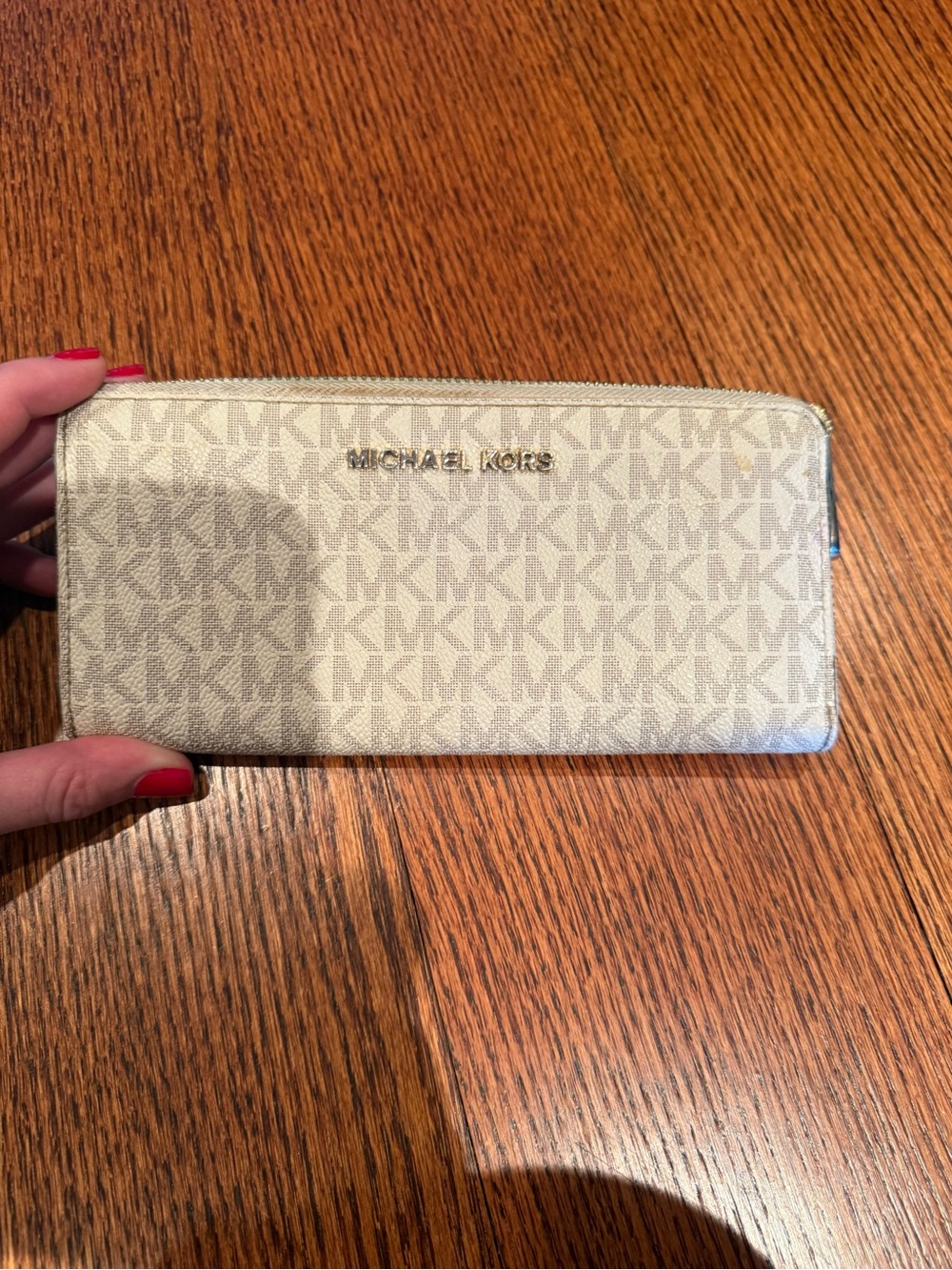 Michael Kors signature logo zip wallet